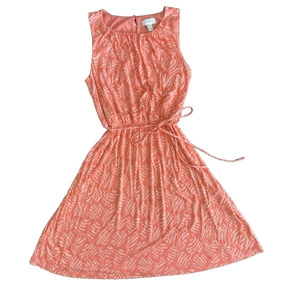 LOFT Dresses & Skirts - Ann‎ Taylor Loft Dress with Elastic Tie Waist Orange Casualwear Womens M